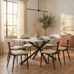 Picture of Leather Dining Chair with Black Steel Legs