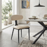 Picture of Leather Dining Chair with Black Steel Legs