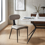 Picture of Leather Dining Chair with Black Steel Legs