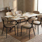 Picture of Leather Dining Chair with Black Steel Legs