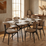 Picture of Leather Dining Chair with Black Steel Legs