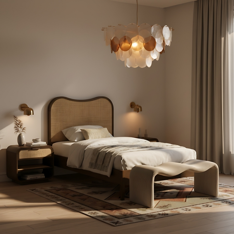 Picture of 39" Solid Wood Brown Finish Bed