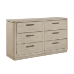 Picture of Light Gray Natural Finish Six-Drawer Dresser & Mirror