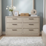 Picture of Light Gray Natural Finish Six-Drawer Dresser & Mirror