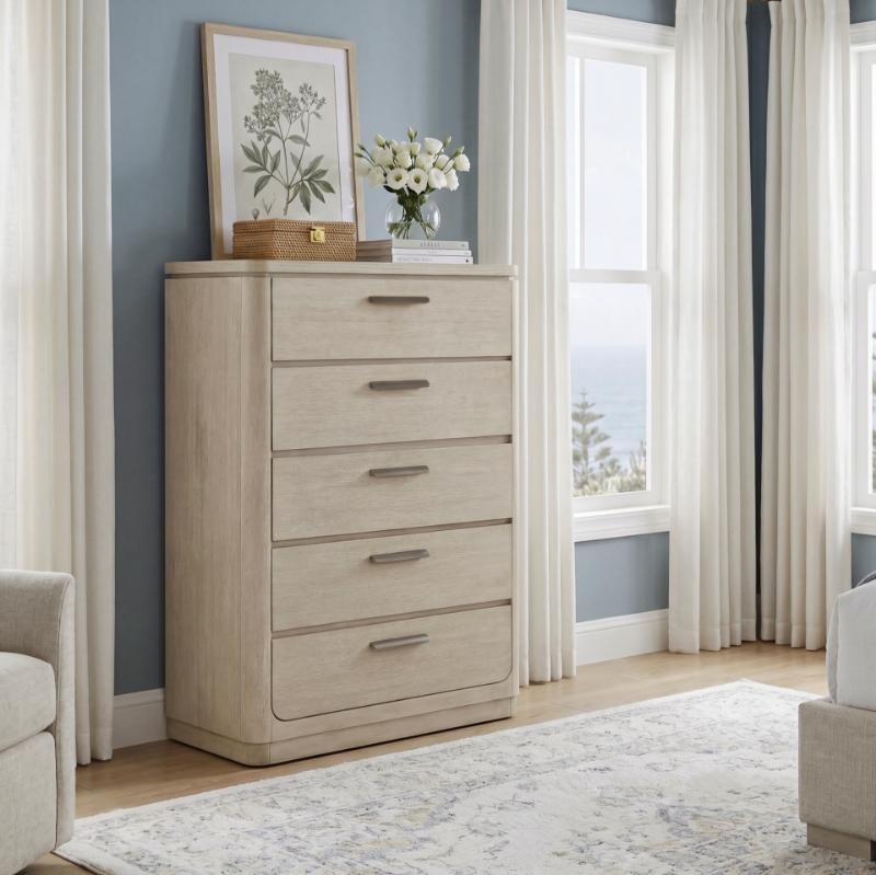 Picture of 40" x 18" x 56.5"H - Light Gray Natural Finish Five-Drawer Chest