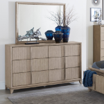 Picture of Oak Veneer Light Gray Finish Dresser and Mirror