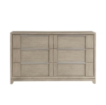 Picture of Oak Veneer Light Gray Finish Dresser and Mirror