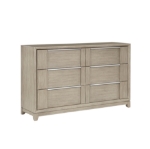 Picture of Oak Veneer Light Gray Finish Dresser and Mirror