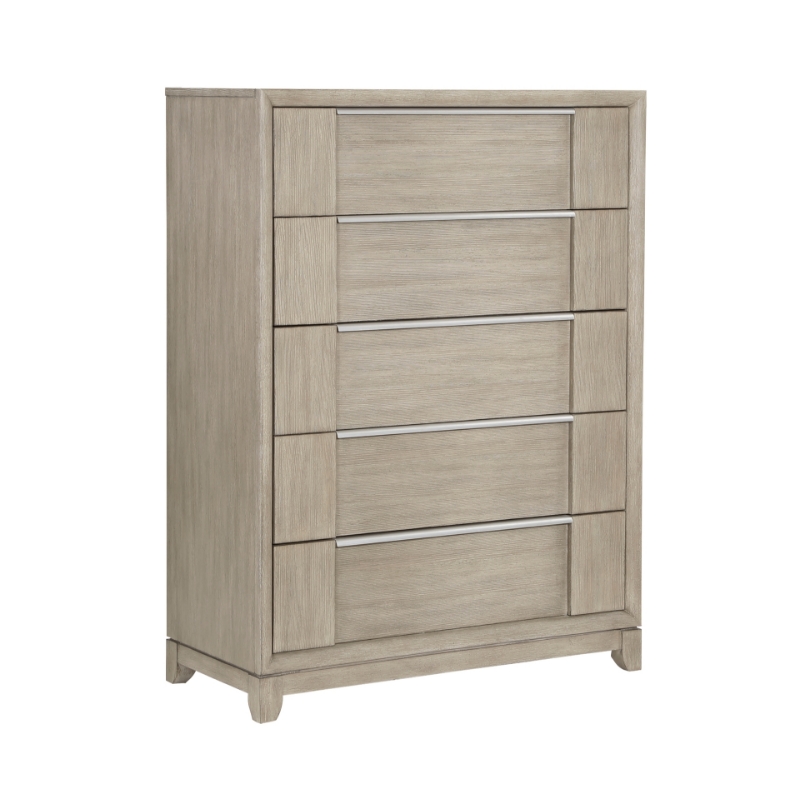 Picture of 40" x 18.5" x 53.5"H Oak Veneer Light Gray Finish Chest