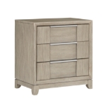 Picture of Oak Veneer Light Gray Finish Three Drawer Nightstand