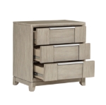 Picture of Oak Veneer Light Gray Finish Three Drawer Nightstand