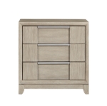 Picture of Oak Veneer Light Gray Finish Three Drawer Nightstand