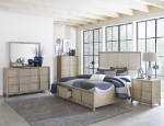 Picture of Oak Veneer Light Gray Finish Three Drawer Nightstand