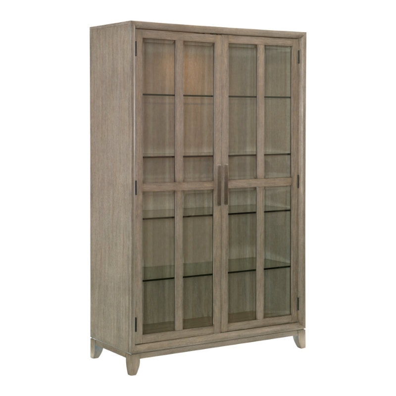 Picture of 48" x 19" x 76"H Oak Veneer Light Gray Finish Curio