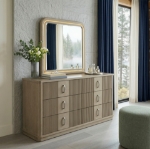 Picture of Premium oak veneers and wood light brown finish natural grain Dresser and Mirror