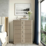 Picture of 38" x 18" x 54.5"H Premium oak veneers and wood light brown finish natural grain Chest