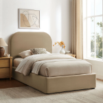 Picture of Twin Velvet Storage Platform Bed in Taupe, Alabaster, Chocolate Brown, Moss Green and Cadet Blue