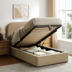 Picture of Twin Velvet Storage Platform Bed in Taupe, Alabaster, Chocolate Brown, Moss Green and Cadet Blue