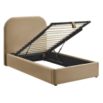 Picture of Twin Velvet Storage Platform Bed in Taupe, Alabaster, Chocolate Brown, Moss Green and Cadet Blue