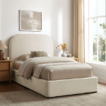 Picture of Twin Velvet Storage Platform Bed in Taupe, Alabaster, Chocolate Brown, Moss Green and Cadet Blue
