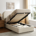 Picture of Twin Velvet Storage Platform Bed in Taupe, Alabaster, Chocolate Brown, Moss Green and Cadet Blue