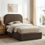 Picture of Twin Velvet Storage Platform Bed in Taupe, Alabaster, Chocolate Brown, Moss Green and Cadet Blue