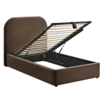 Picture of Twin Velvet Storage Platform Bed in Taupe, Alabaster, Chocolate Brown, Moss Green and Cadet Blue