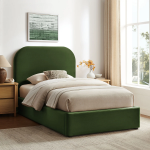 Picture of Twin Velvet Storage Platform Bed in Taupe, Alabaster, Chocolate Brown, Moss Green and Cadet Blue