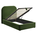 Picture of Twin Velvet Storage Platform Bed in Taupe, Alabaster, Chocolate Brown, Moss Green and Cadet Blue