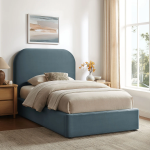 Picture of Twin Velvet Storage Platform Bed in Taupe, Alabaster, Chocolate Brown, Moss Green and Cadet Blue