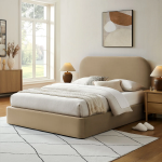 Picture of Full Velvet Storage Platform Bed in Taupe, Alabaster, Chocolate Brown, Moss Green and Cadet Blue