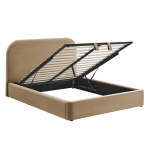Picture of Full Velvet Storage Platform Bed in Taupe, Alabaster, Chocolate Brown, Moss Green and Cadet Blue
