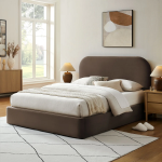 Picture of Full Velvet Storage Platform Bed in Taupe, Alabaster, Chocolate Brown, Moss Green and Cadet Blue