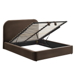 Picture of Full Velvet Storage Platform Bed in Taupe, Alabaster, Chocolate Brown, Moss Green and Cadet Blue