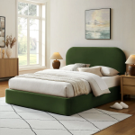 Picture of Full Velvet Storage Platform Bed in Taupe, Alabaster, Chocolate Brown, Moss Green and Cadet Blue