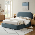 Picture of Full Velvet Storage Platform Bed in Taupe, Alabaster, Chocolate Brown, Moss Green and Cadet Blue