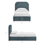 Picture of Twin Velvet Storage Platform Bed in Taupe, Alabaster, Chocolate Brown, Moss Green and Cadet Blue