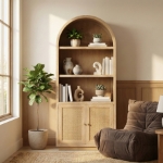 Picture of 36"W x 16"D x 84"H -  Solid Wood Bookcase / Display Cabinet in Natural, Brown and Black Finish