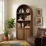 Picture of 36"W x 16"D x 84"H -  Solid Wood Bookcase / Display Cabinet in Natural, Brown and Black Finish
