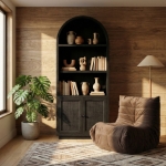 Picture of 36"W x 16"D x 84"H -  Solid Wood Bookcase / Display Cabinet in Natural, Brown and Black Finish
