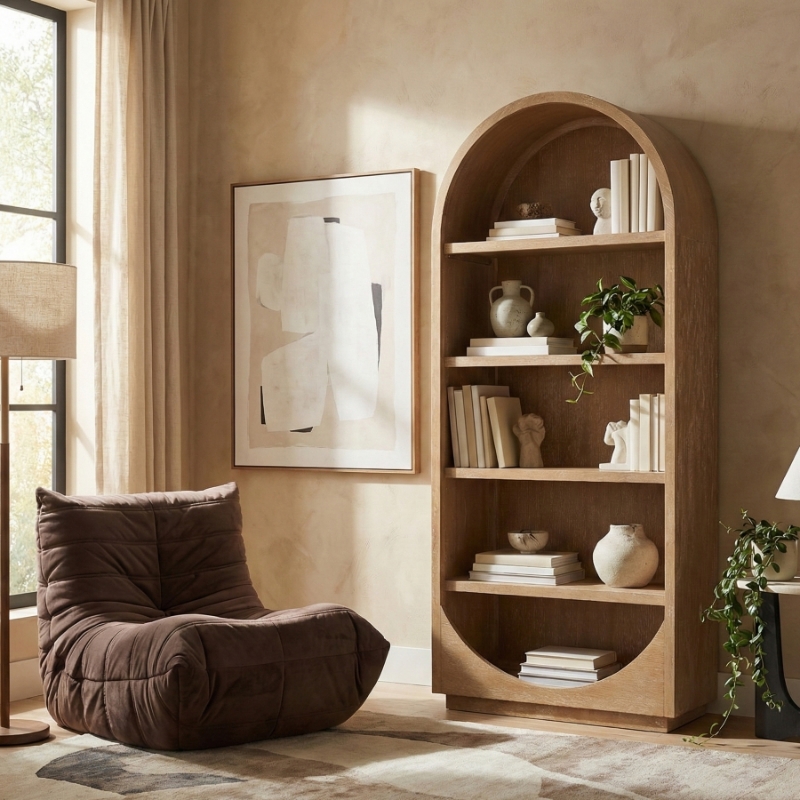 Picture of 36"W x 16"D x 84"H - Bookcase / Display Cabinet in Natural, Brown and Black Finish