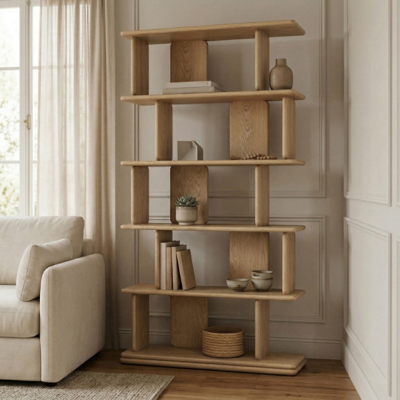 Picture of 39"W x 14"D x 77"H - Bookcase / Display Cabinet in Natural, Brown and Black Finish