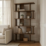 Picture of 39"W x 14"D x 77"H - Bookcase / Display Cabinet in Natural, Brown and Black Finish