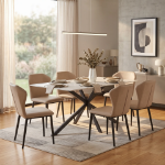 Picture of Leather Dining Chair Curved Back Design with Steel Legs