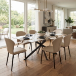 Picture of Leather Dining Chair Curved Back Design with Steel Legs