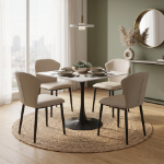 Picture of Leather Dining Chair Curved Back Design with Steel Legs