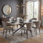 Picture of Leather Dining Chair Curved Back Design with Steel Legs