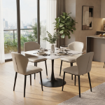 Picture of Leather Dining Chair Curved Back Design with Steel Legs