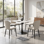 Picture of Leather Dining Chair Curved Back Design with Steel Legs