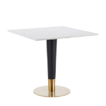 Picture of 31" Square Sintered Stone Top Dining Table in Iron with Black and Gold Finish